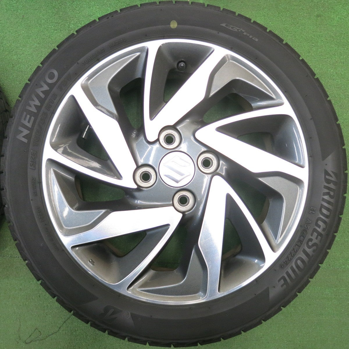 バリ溝！24年！9.5分★スズキ MK32S スペーシア カスタム 純正 165/55R15 ブリヂストン NEWNO 15インチ PCD100/4H★6022309HAノ