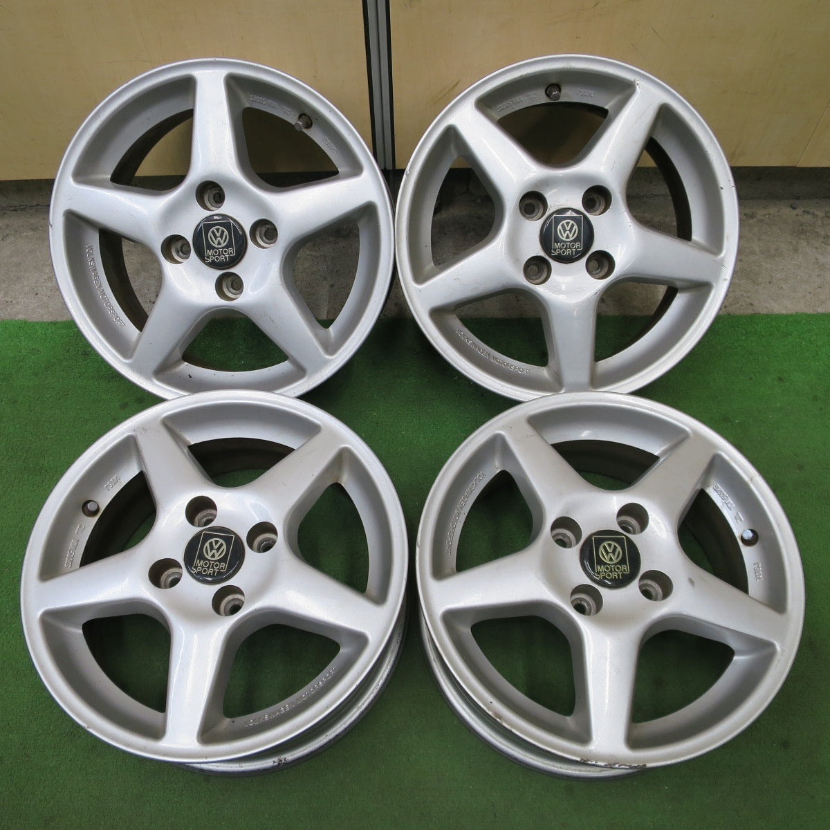 4本価格★旧車 フォルクス ワーゲン MOTOR SPORT 純正 14インチ ホイール モーター スポーツ 14×6J PCD100/4H★6032304NGホ