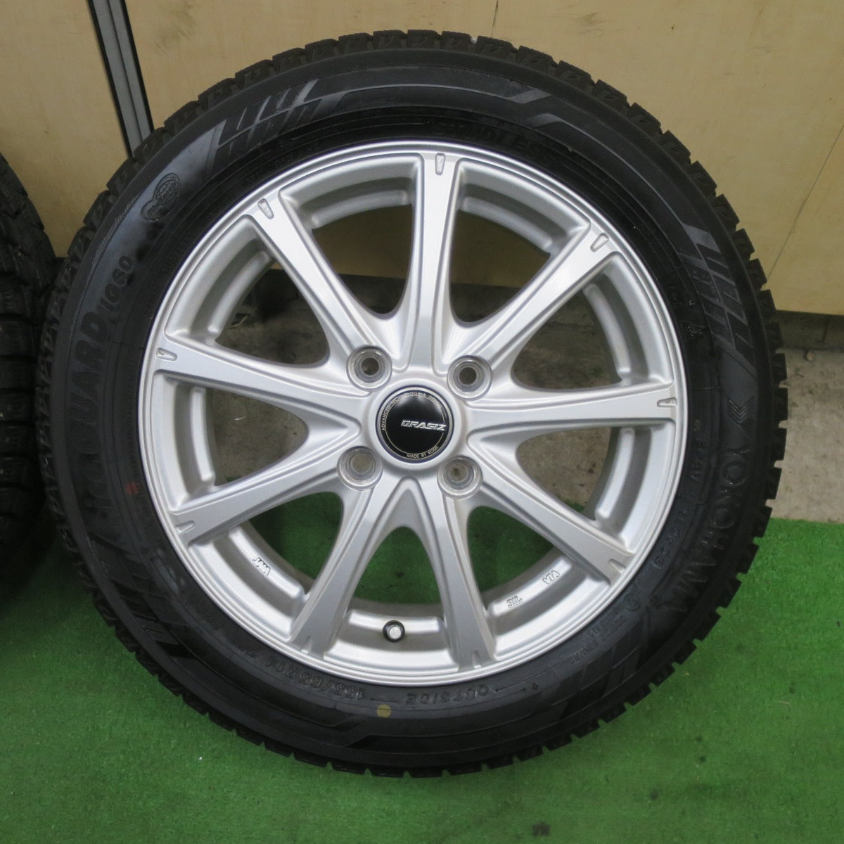 バリ溝！23年！キレイ！9.5分★スタッドレス 155/65R14 ヨコハマ アイスガード iG60 QRASIZ VS9 KOSEI クレイシズ 14インチ PCD100/4H★6022704TTス