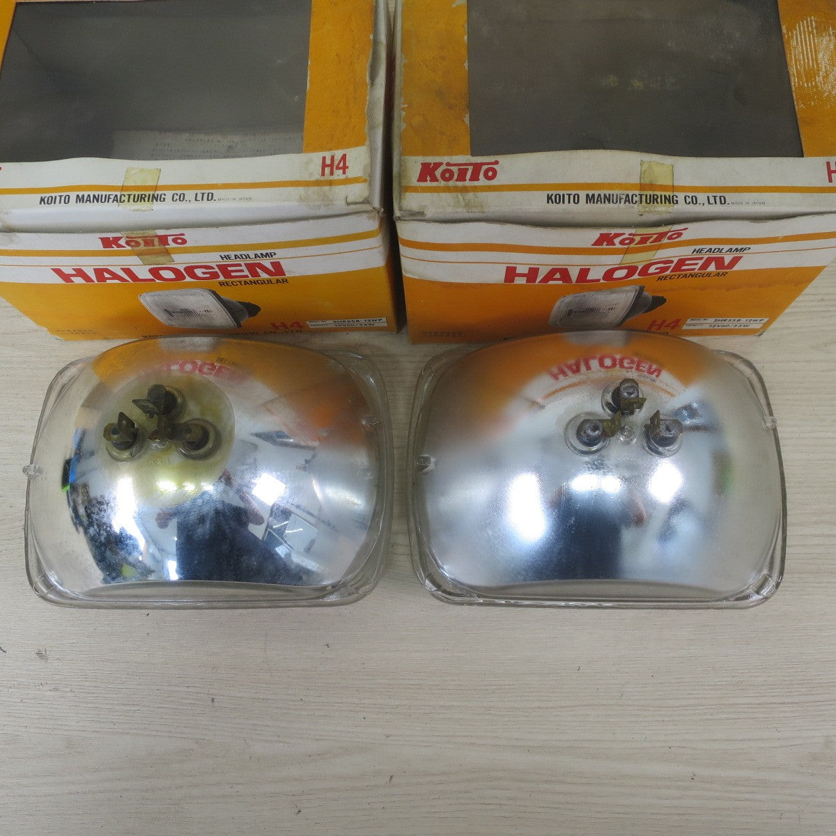 2点セット♪KOITO 角型 2灯式 ハロゲン ヘッドランプ H4 2HRSSB-12WP 12V60/55W 6052LH ヘッドライト カー パーツ♪