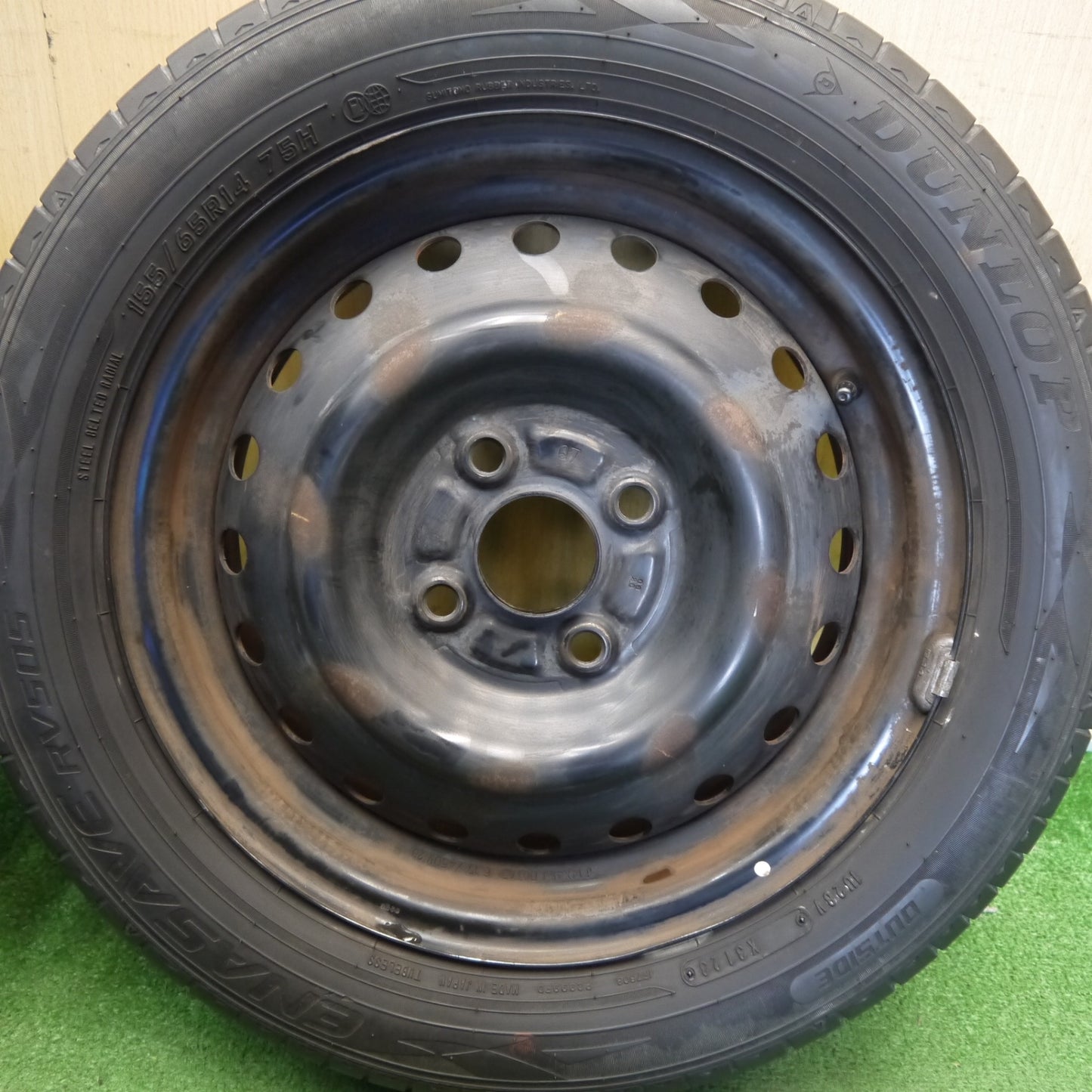 4本価格！23年◎155/65R14 ダンロップ エナセーブ RV505 スチール ホイール 14インチ PCD100/4H◎6072707Hノ