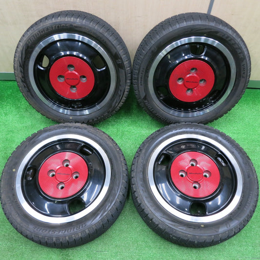 [送料無料] バリ溝！9.5分 レア★ホンダ N-BOX スラッシュ 純正 Modulo 165/55R14 スタッドレス ブリヂストン ブリザック VRX2 モデューロ PCD100/4H★4092304HAス