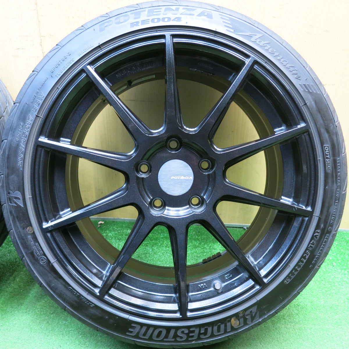 バリ溝！25年！9.5分★205/45R17 ブリヂストン ポテンザ RE004 Adrenalin POTENZA SW010 社外 アルミ 17インチ PCD114.3/5H★6043005HAノ