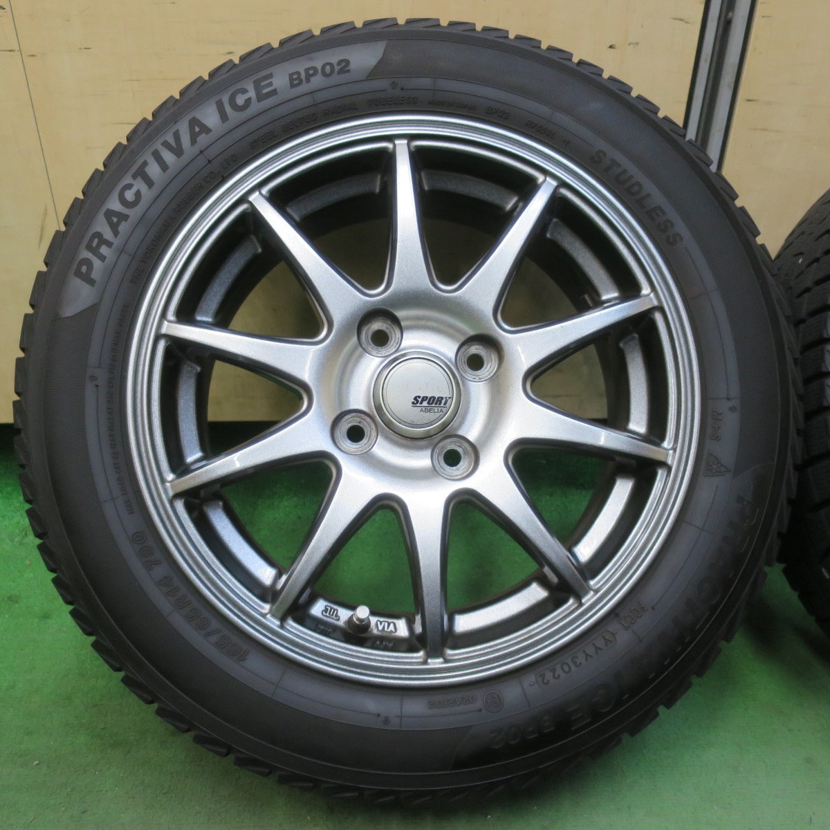 バリ溝！22年！キレイ！9分★スタッドレス 165/65R14 プラクティバ アイス BP02 SPORT ABELIA スポーツ アベリア 14インチ PCD100/4H★5123007イス