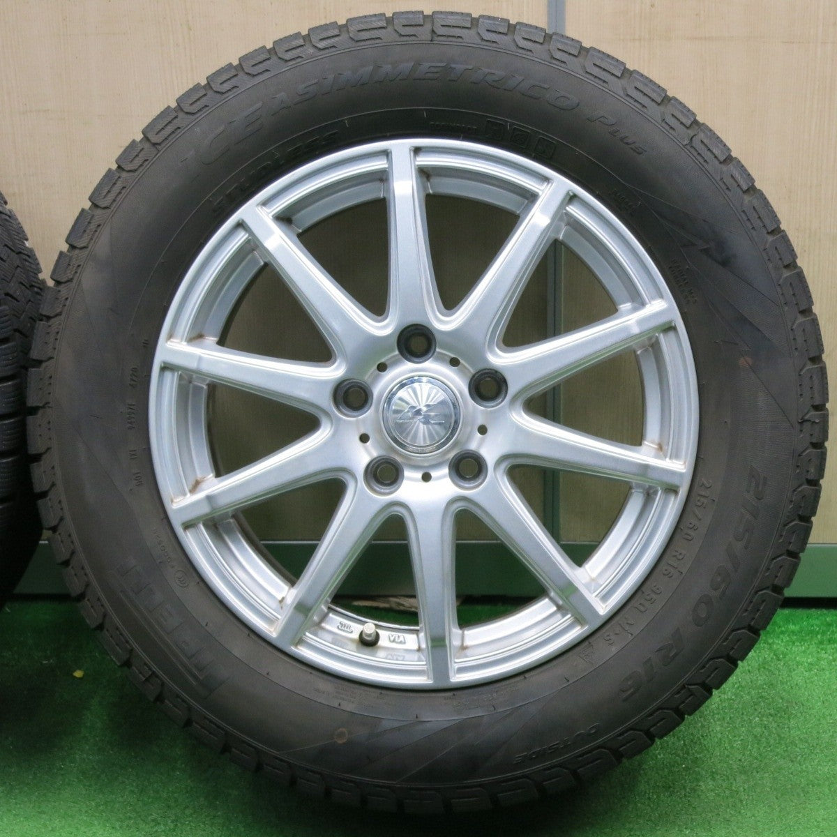バリ溝！20年！キレイ！9分★スタッドレス 215/60R16 ピレリ アイスアシンメトリコ プラス Krait2 weds クレイト 16インチ PCD114.3/5H★4111405NJス