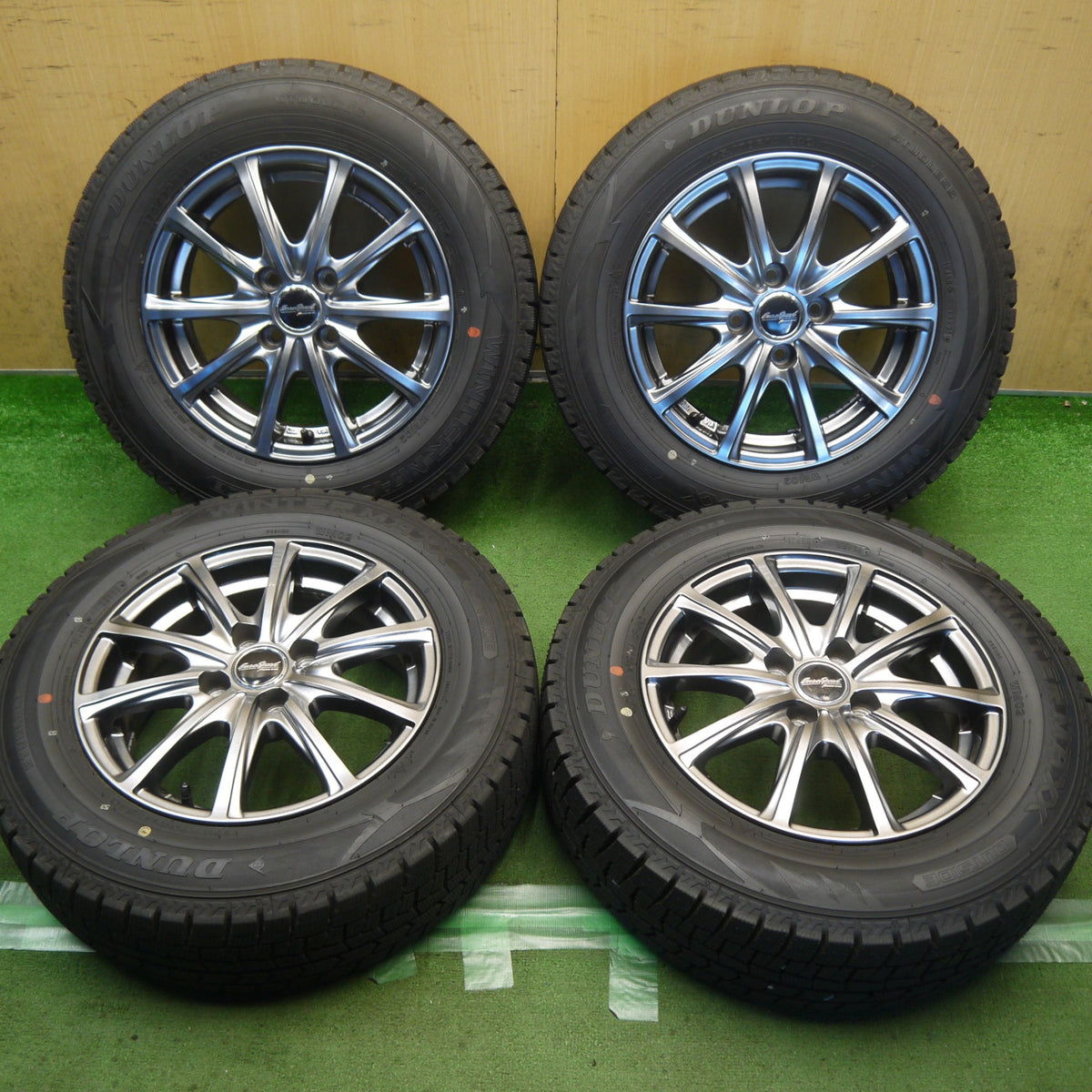 ほぼ未使用！25年◎スタッドレス 175/70R14 ダンロップ ウインターマックス WM02 EuroSpeed MANARAY SPORT ユーロスピード マナレイ スポーツ 14インチ PCD100/4H◎6091505Hス