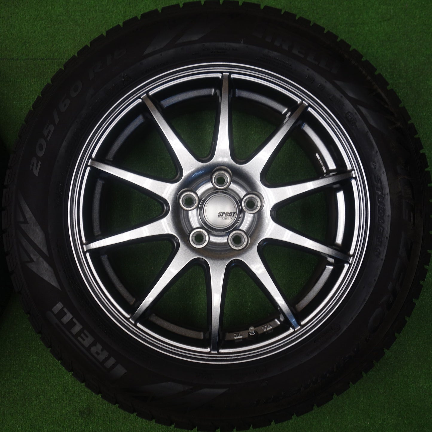 バリ溝！22年！キレイ！9.5分以上★レガシィ 等 205/60R16 スタッドレス ピレリ アイスゼロ アシンメトリコ SPORT ABELIA スポルト アベリア 16インチ PCD100/5H★6032303KTス