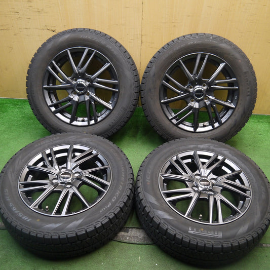 バリ溝！キレイ！8.5分★スタッドレス 185/65R15 ピレリ アイスアシンメトリコ プラス WAREN ヴァーレン 15インチ PCD100/4H★5072507Hス