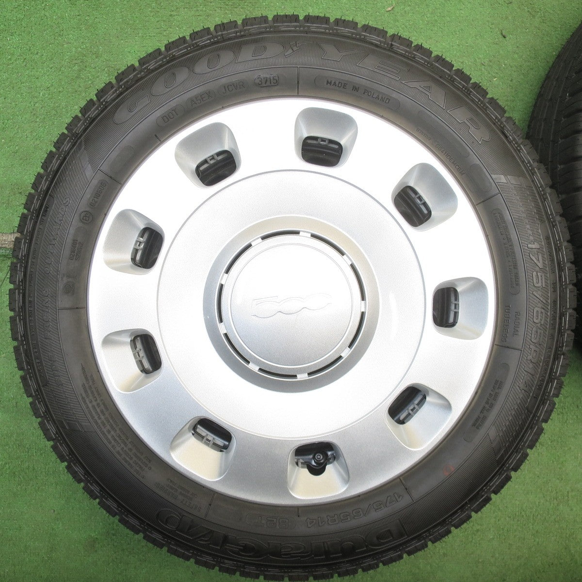 新車外し★フィアット 500 純正 スチール 175/65R14 グッドイヤー DuraGrip 14インチ PCD98/4H★6052206NJノ