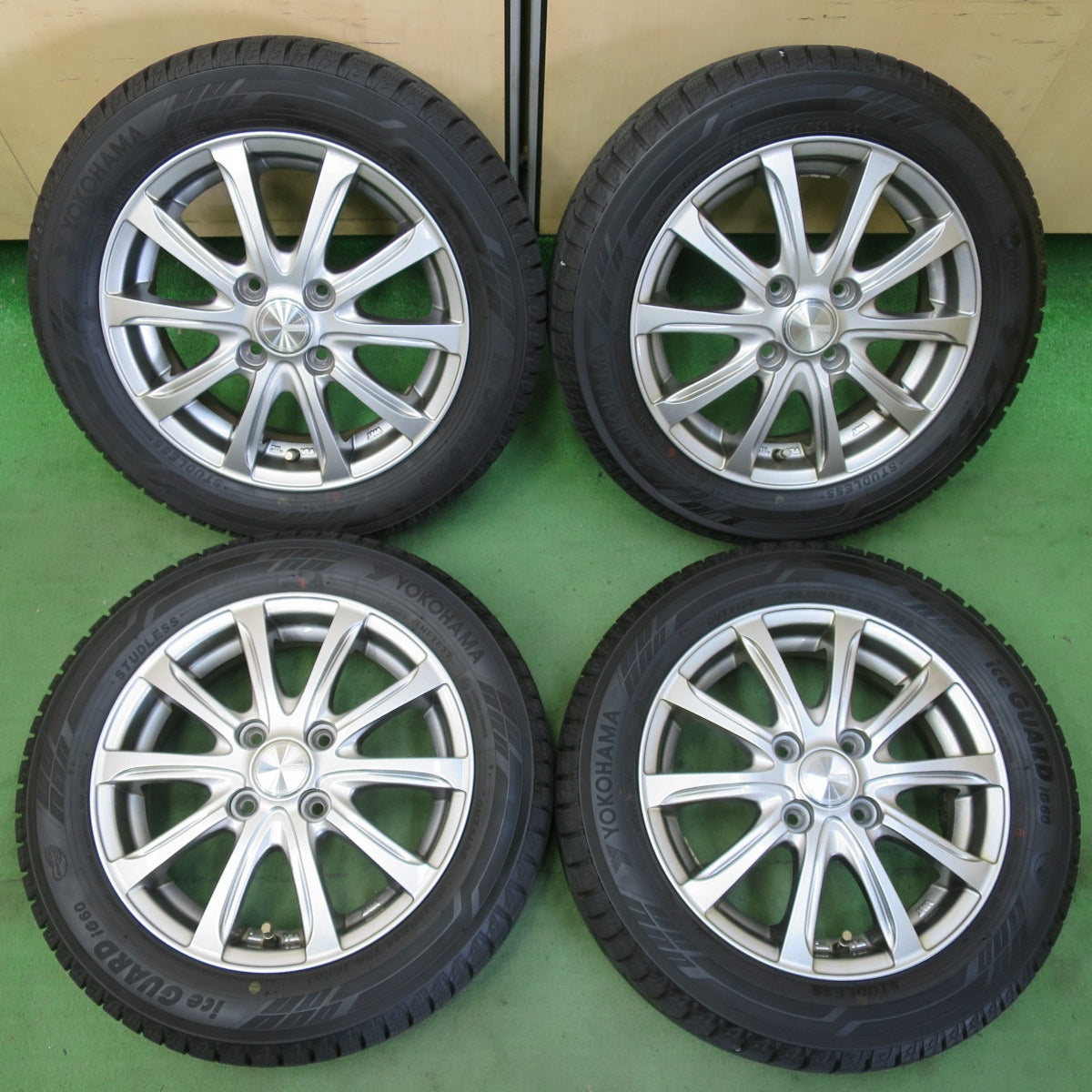 バリ溝！22年！キレイ！9.5分★スタッドレス 155/65R14 ヨコハマ アイスガード iG60 WEZEN 14インチ PCD100/4H★5051903イス