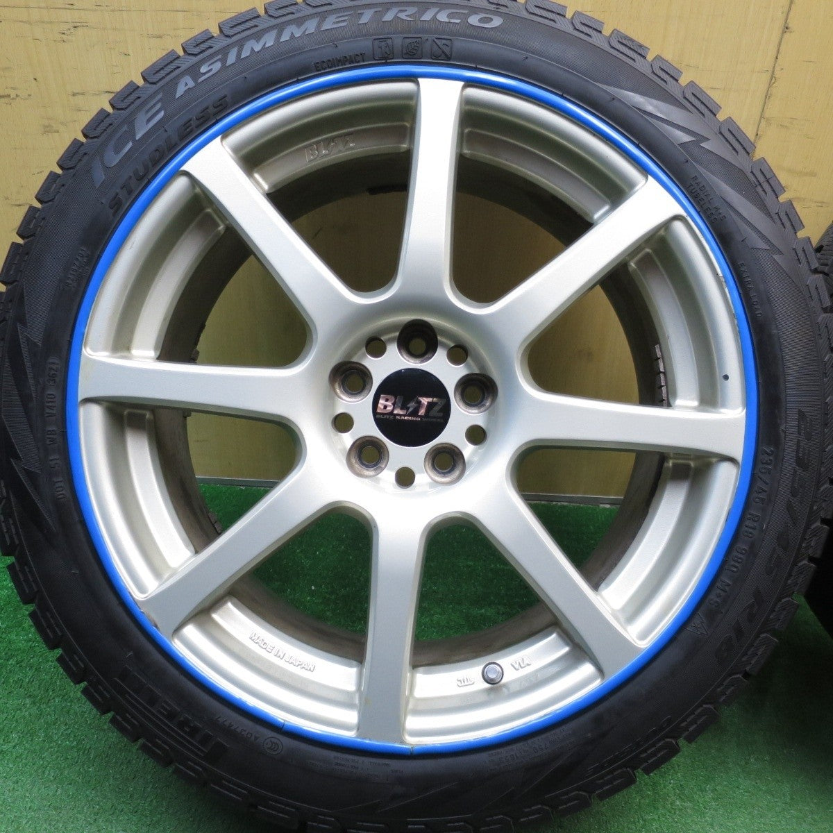バリ溝！21年！9.5分以上★レガシィ 等 235/45R18 スタッドレス ピレリ アイスアシンメトリコ BLITZ BRW ブリッツ 18インチ PCD100/5H★5031114Hス