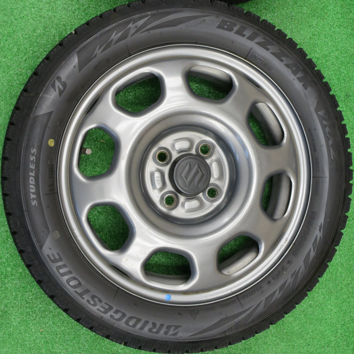 バリ溝！23年！9分★スズキ ハスラー 純正 スチール 165/60R15 スタッドレス ブリヂストン ブリザック VRX2 15インチ PCD100/4H★5122103NKス