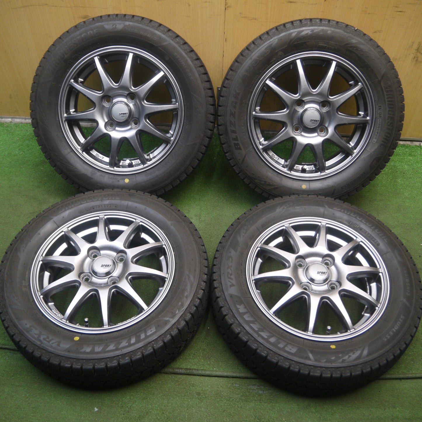 *送料無料* バリ溝！21年！キレイ！9.5分以上★スタッドレス 155/65R13 ブリヂストン ブリザック VRX3 SPORT ABELIA 13インチ PCD100/4H★4032501Hス