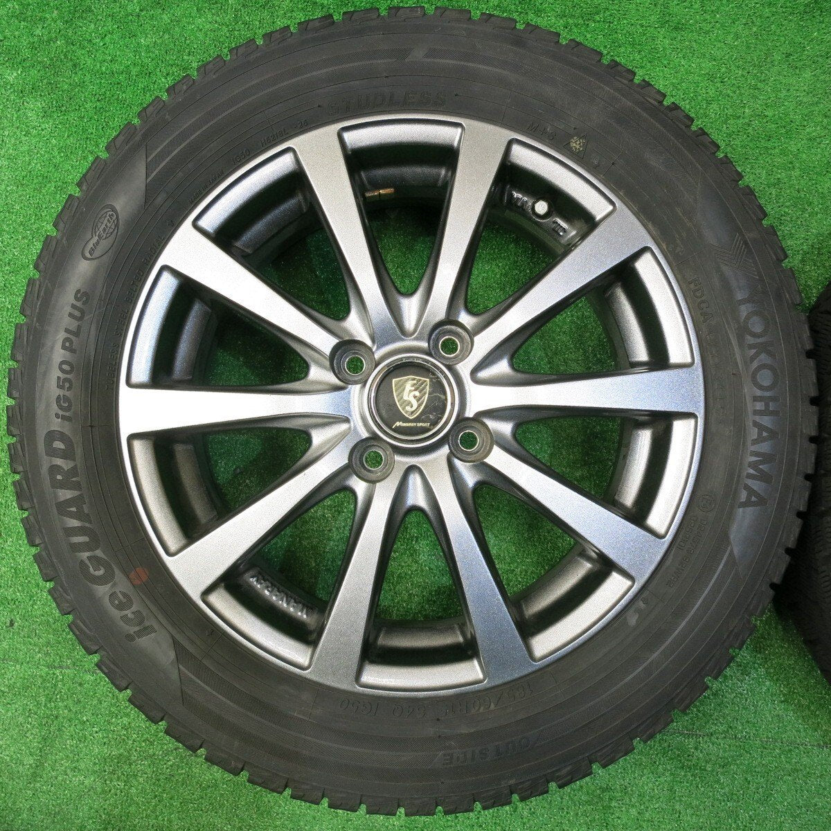 バリ溝！キレイ！9.5分★スタッドレス 185/60R15 ヨコハマ アイスガード iG50 プラス MANARAY SPORT マナレイ スポーツ 15インチ PCD100/4H★5031401NJス