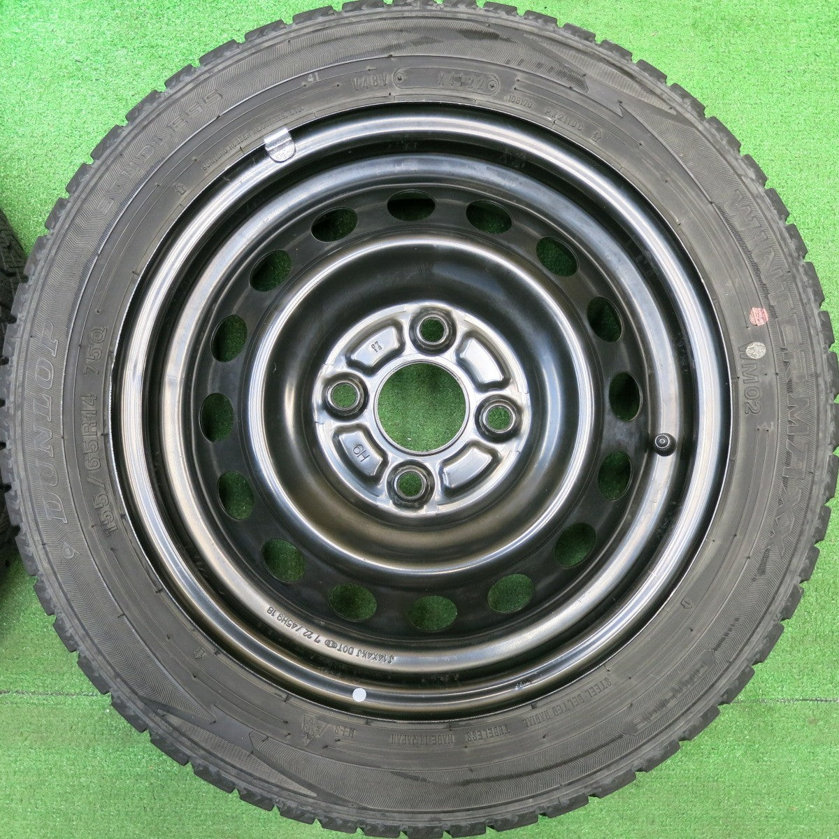 キレイ！22年★日産 デイズ 純正 スチール 155/65R14 スタッドレス ダンロップ ウインターマックス WM02 14インチ PCD100/4H★5123107HAス
