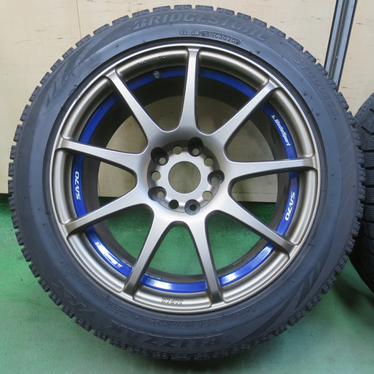 センサー付★ＷedsSport SA-70 225/50R17 スタッドレス ブリヂストン ブリザック VRX ウェッズスポーツ 17インチ PCD114.3/5H★6041106イス