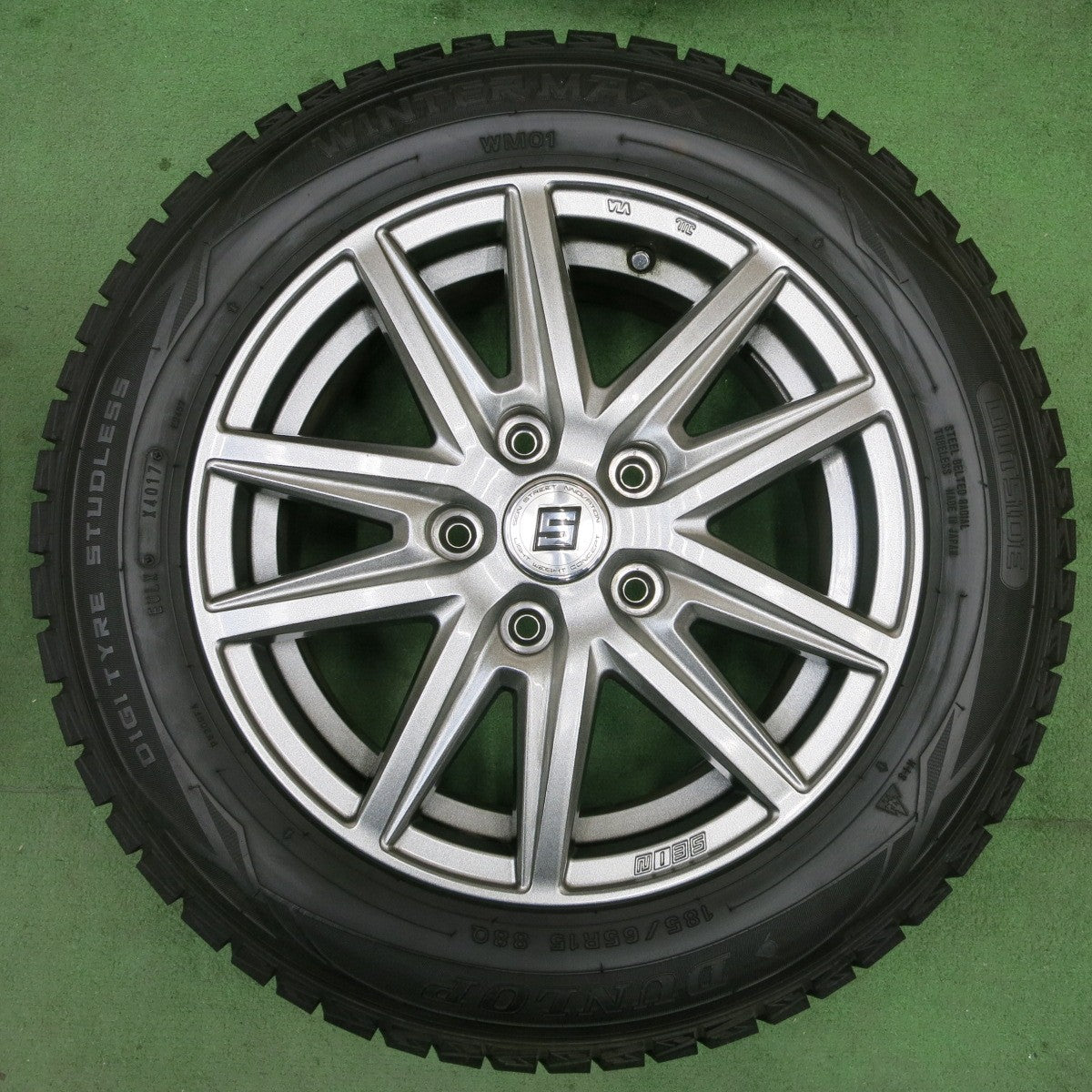 バリ溝！キレイ！9.5分★スタッドレス 185/65R15 ダンロップ ウインターマックス WM01 SEIN ザイン 15インチ PCD114.3/5H★5050101TTス