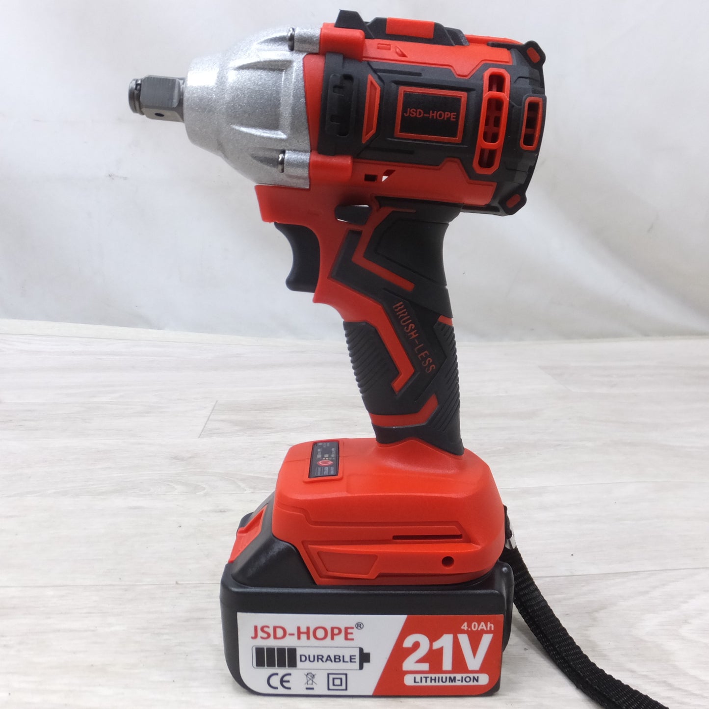 [送料無料] 美品！付属品付き◆JSD-HOPE 充電式 インパクト レンチ ブラシレス 21V 4.0Ah ケース ACアダプター バッテリー ドリルアタッチメント など 電動 工具◆