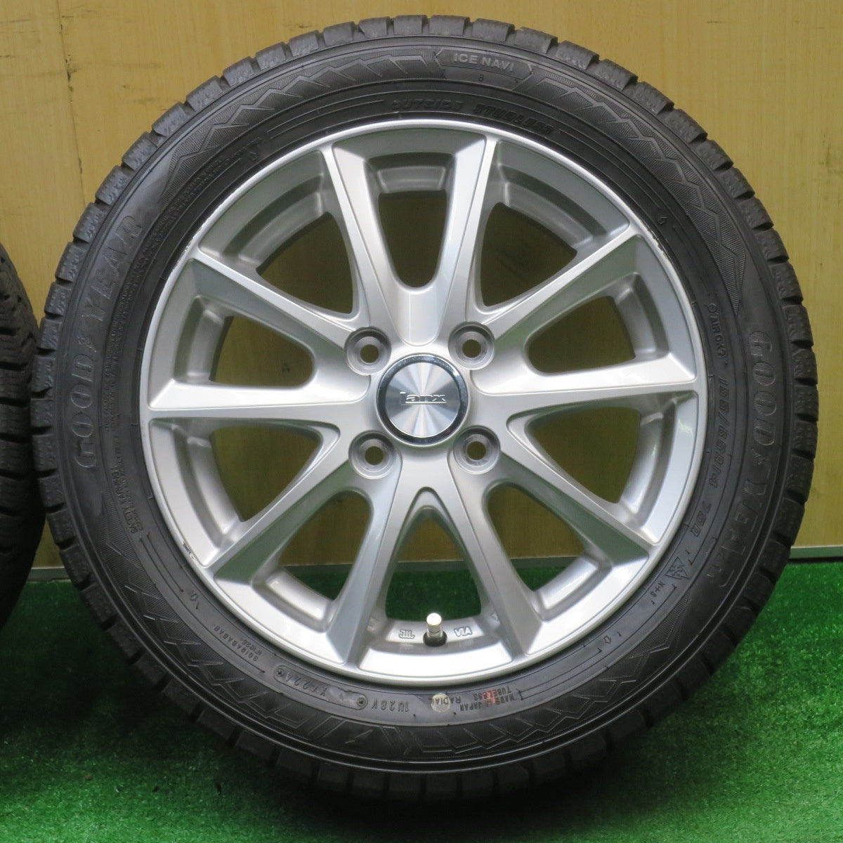 バリ溝！24年！ほぼ10分★スタッドレス 155/65R14 ヨコハマ アイスナビ8 Lanx 社外 アルミ 14インチ PCD100/4H★5110404NJス