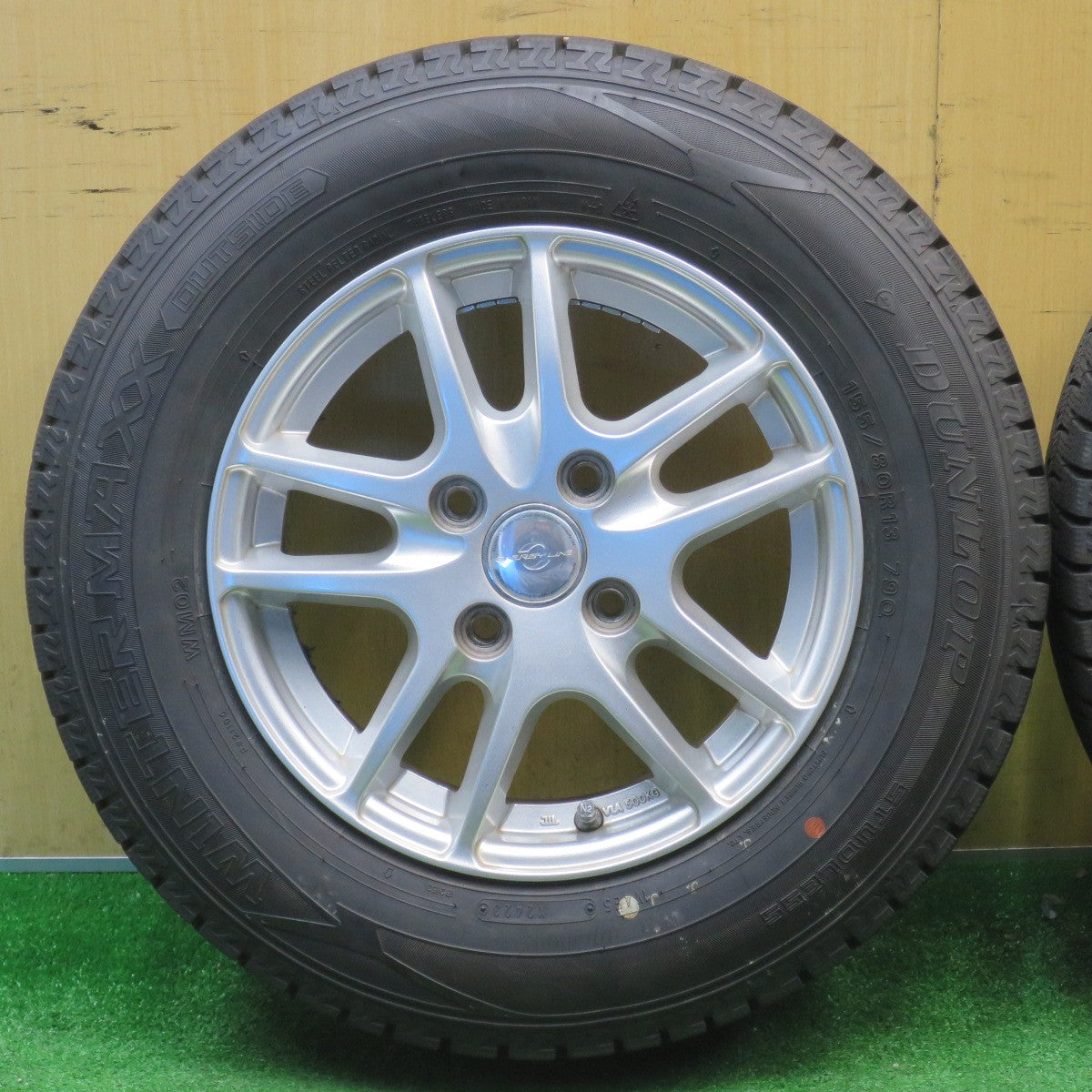 バリ溝！23年！9.5分★スタッドレス 155/80R13 ダンロップ ウインターマックス WM02 ENERGY LINE エナジーライン 13インチ PCD100/4H★6020502NJス