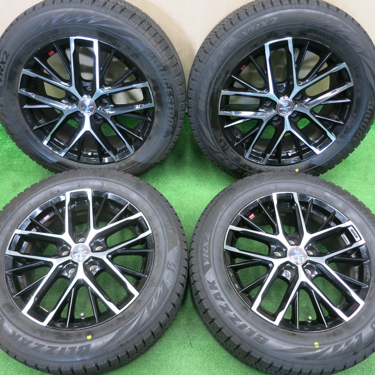 [送料無料] バリ溝！22年！キレイ！9分★スタッドレス 215/60R17 ブリヂストン ブリザック VRX2 SMACK REVILA ENKEI AME スマック レヴィラ エンケイ PCD114.3/5H★4112103NJス