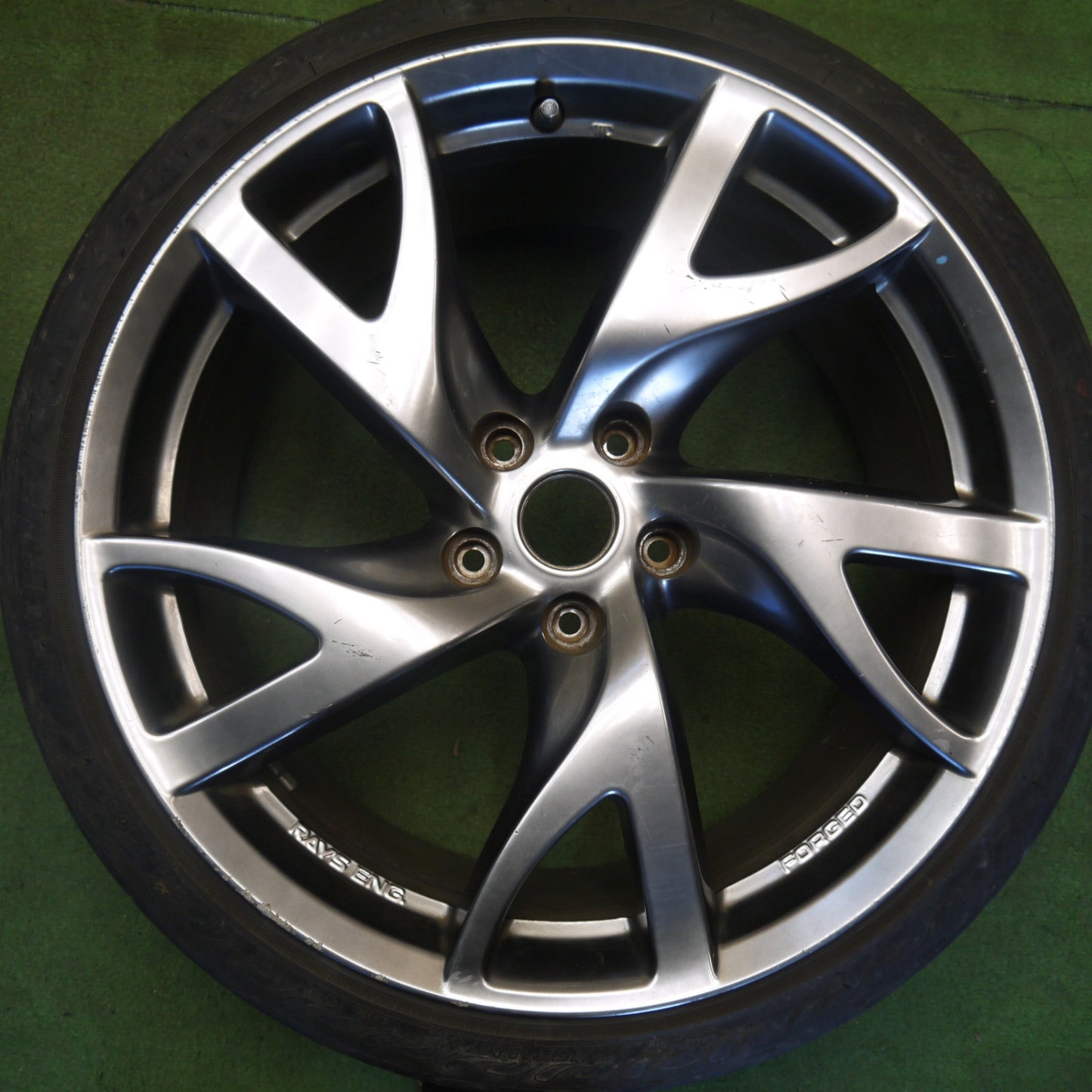 バリ溝！23年！8.5分◎日産 フェアレディZ Z34 純正 RAYS 225/35R19 245/35R19 ファイナリスト 595 EVO ハンコック ベンタス V12 evo2 レイズ 19インチ PCD114.3/5H◎6061207Hノ