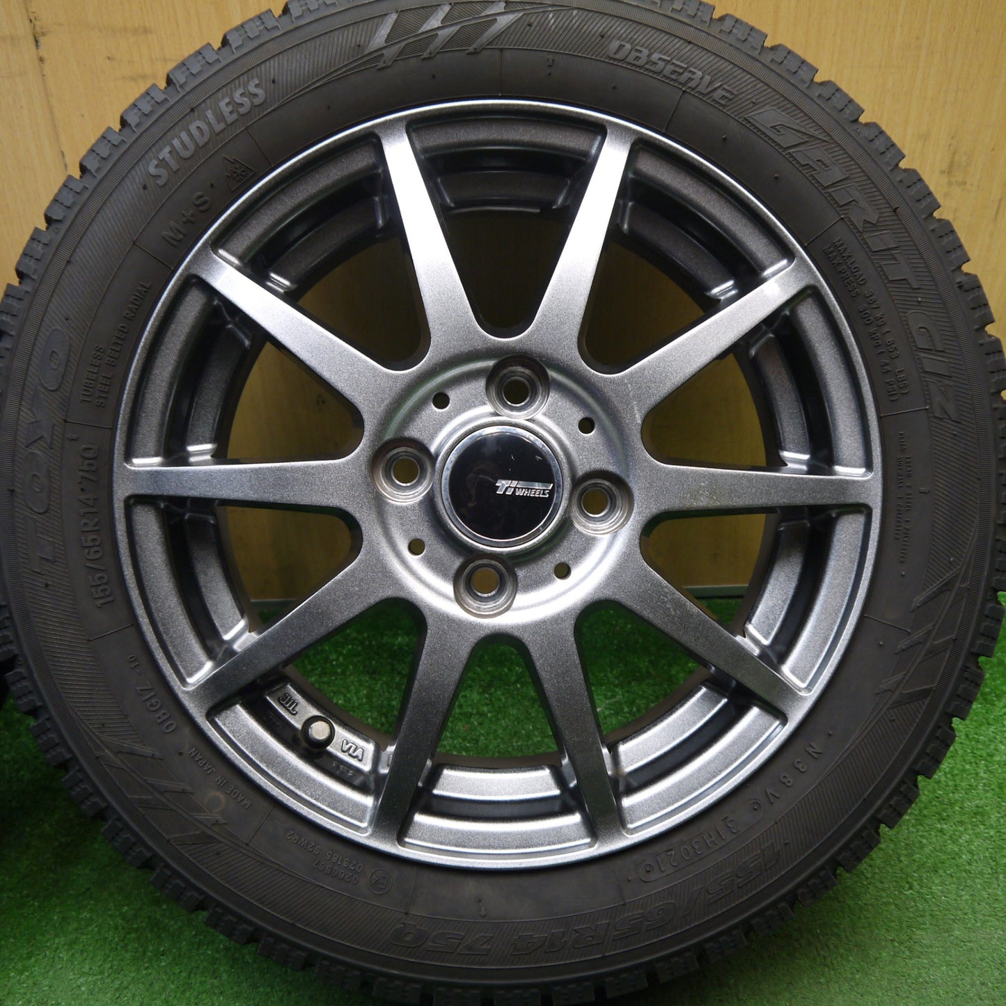 バリ溝！9.5分★スタッドレス 155/65R14 トーヨー オブザーブ ガリット GIZ Ti WHEELS 14インチ PCD100/4H★6030305Hス
