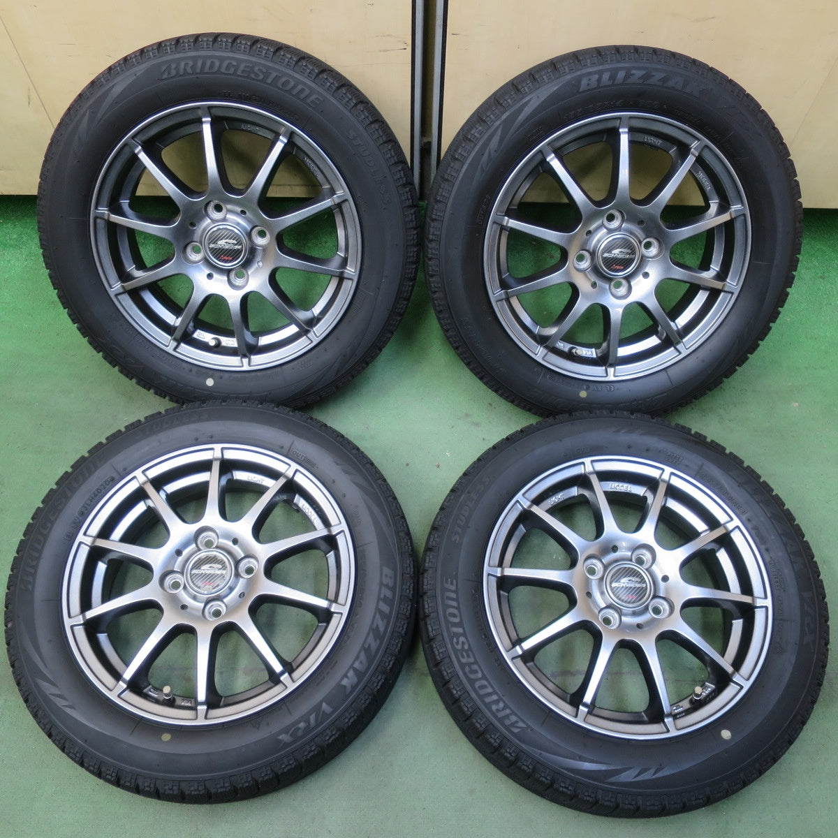 キレイ◎スタッドレス 155/65R14 ブリヂストン ブリザック VRX SCHNEIDER ATECH シュナイダー 14インチ PCD100/4H◎6093005イス