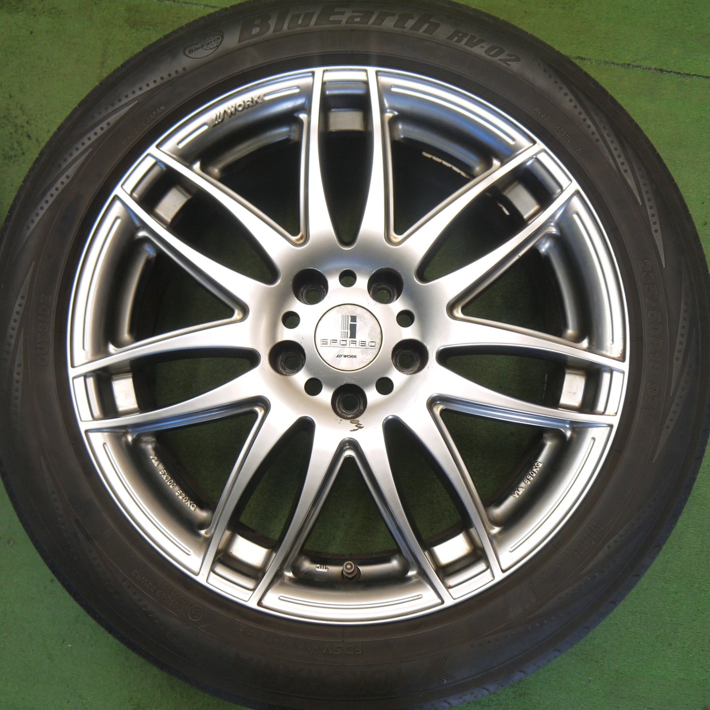 4本価格◎WORK SPORBO DURATA 235/50R18 ヨコハマ ブルーアース RV-02 ワーク スポルボ デュラータ 18インチ PCD114.3/5H◎6063003Hノ