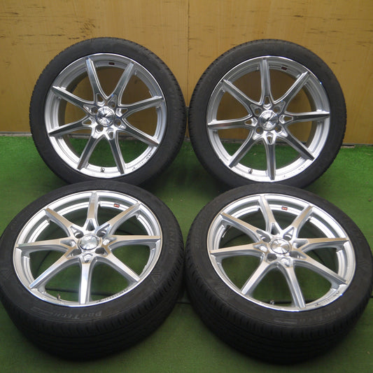 *送料無料* バリ溝！21年！キレイ！9.5分★LEONIS SV weds 205/45R17 バイキング PROTECH NewGen レオニス 17インチ PCD100/4H★4041506Hノ
