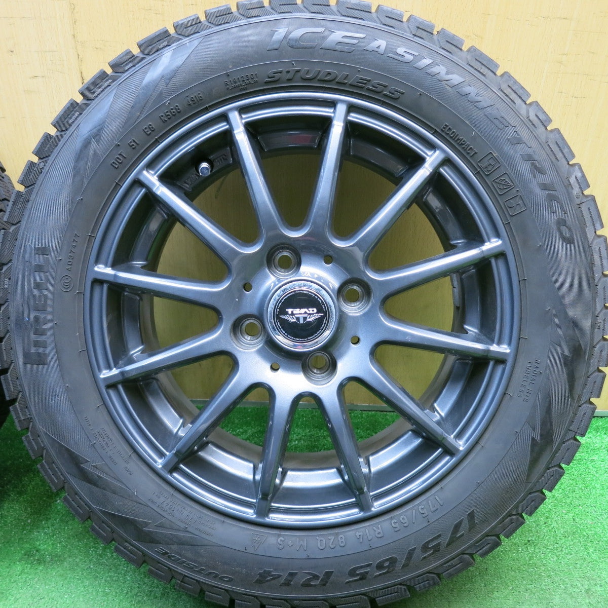 バリ溝！9.5分★スタッドレス 175/65R14 ピレリ アイスアシンメトリコ TEAD テッド 14インチ PCD100/4H★5050512HAス