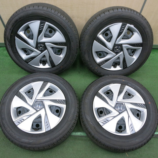 *送料無料* 超バリ溝！22年！ほぼ10分★ホンダ フリード ハイブリッド 純正 スチール 185/65R15 ダンロップ エナセーブ EC300 15インチ PCD114.3/5H★4050805HAノ