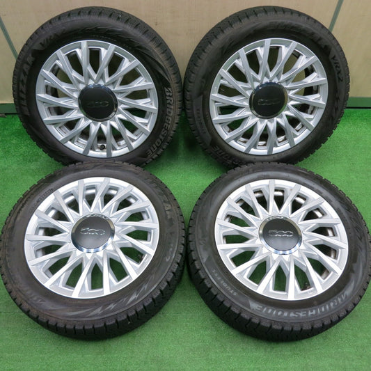 [送料無料] バリ溝！キレイ！9分★FIAT フィアット 500 純正 185/55R15 スタッドレス ブリヂストン ブリザック VRX2 15インチ PCD100/4H★4103102HAス