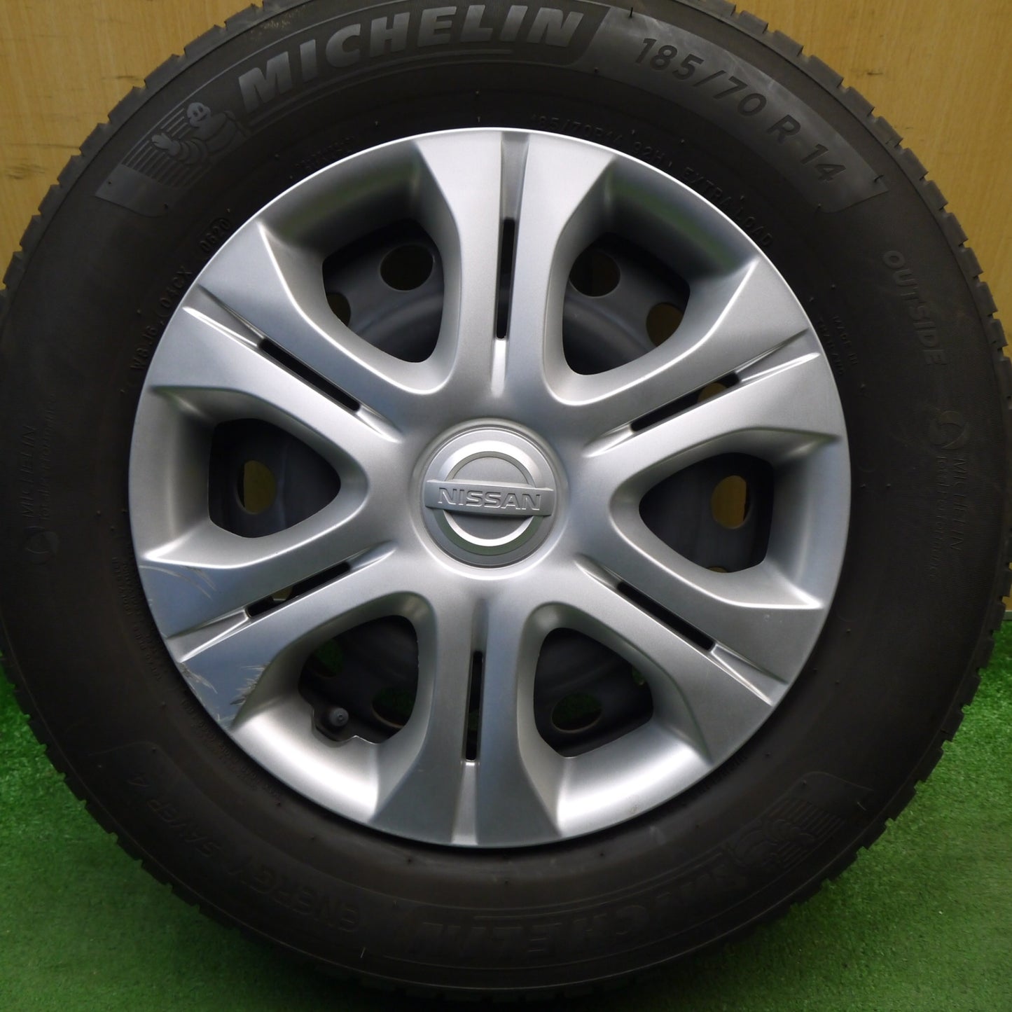 1本価格★日産 E12 ノート 純正 スチール 185/70R14 ミシュラン エナジーセイバー4 14インチ PCD100/4H★6040107Hノ