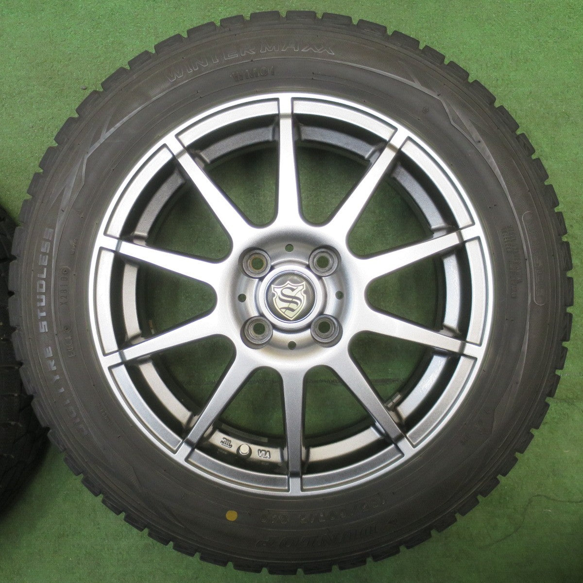 バリ溝！キレイ！8.5分★スタッドレス 185/60R15 ダンロップ ウインターマックス WM01 社外 アルミ 15インチ PCD100/4H★6051812NJス