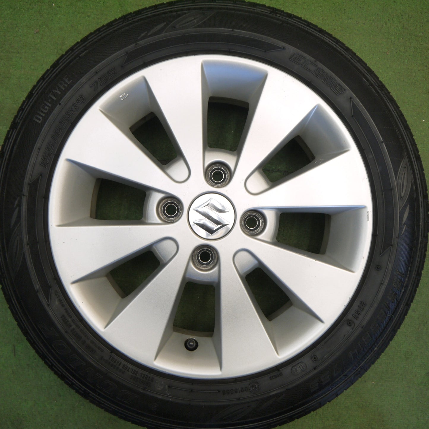 バリ溝！9分★スズキ MH23S ワゴンR 純正 155/65R14 ダンロップ EC202 14インチ PCD100/4H★6051109Hノ