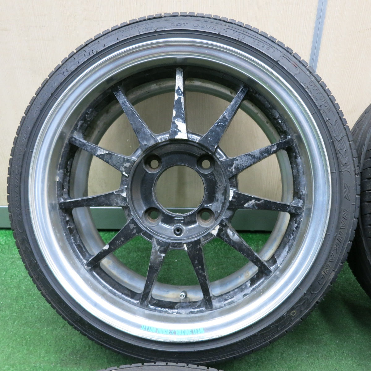 *送料無料* 超バリ溝！20年！ほぼ10分★LEYTON HOUSE RACING TEAM 165/45R15 ナンカン AS-1 レイトンハウス PCD114.3/4H★4032604TNノ