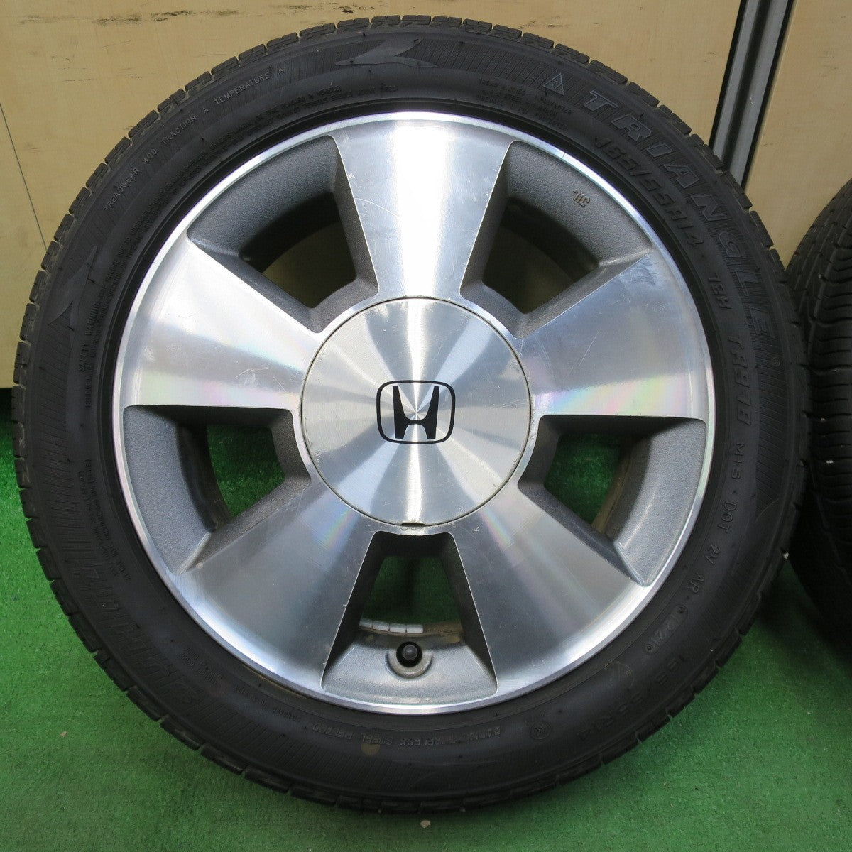 [送料無料] バリ溝！21年！8.5分★ホンダ ゼスト 純正 165/55R14 トライアングル SJHTT 14インチ PCD100/4H★4103001イノ
