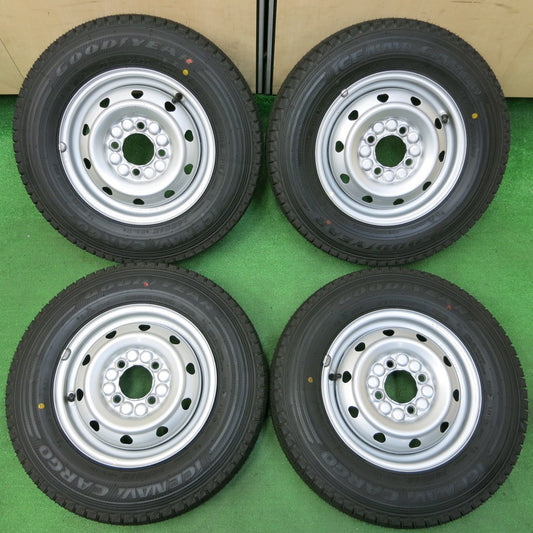 *送料無料* 超バリ溝！キレイ！ほぼ10分★スタッドレス 145R12 6PR グッドイヤー アイスナビ CARGO スチール ホイール 12インチ PCD100/4H★4053108イス