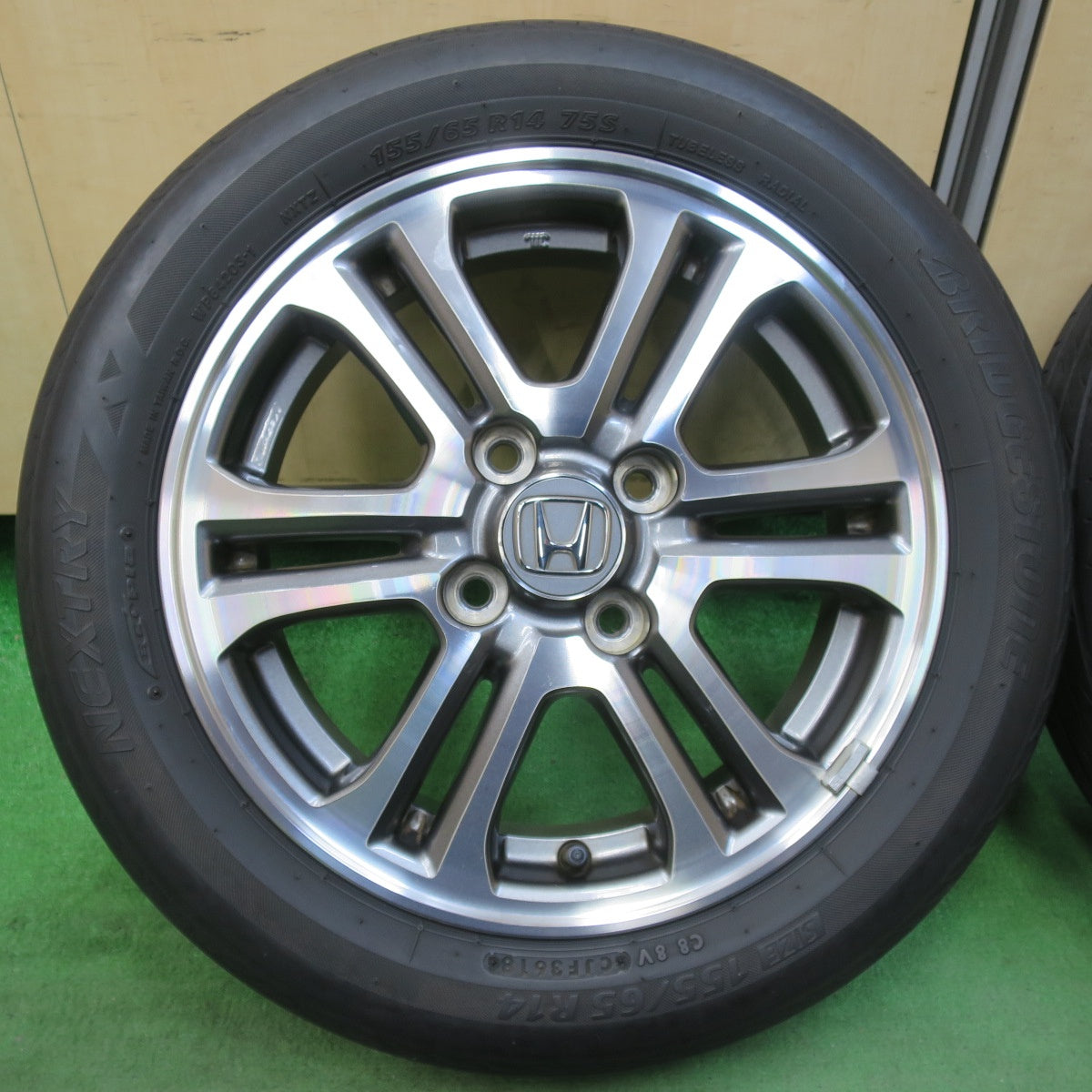 [送料無料] キレイ★ホンダ N-BOX カスタム 純正 155/65R14 ブリヂストン ネクストリー エコピア 14インチ PCD100/4H★5032005イノ