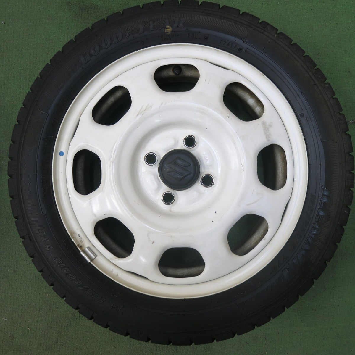 バリ溝！9分★スズキ ハスラー 純正 スチール 165/60R15 スタッドレス グッドイヤー アイスナビ7 15インチ PCD100/4H★5100401SKス