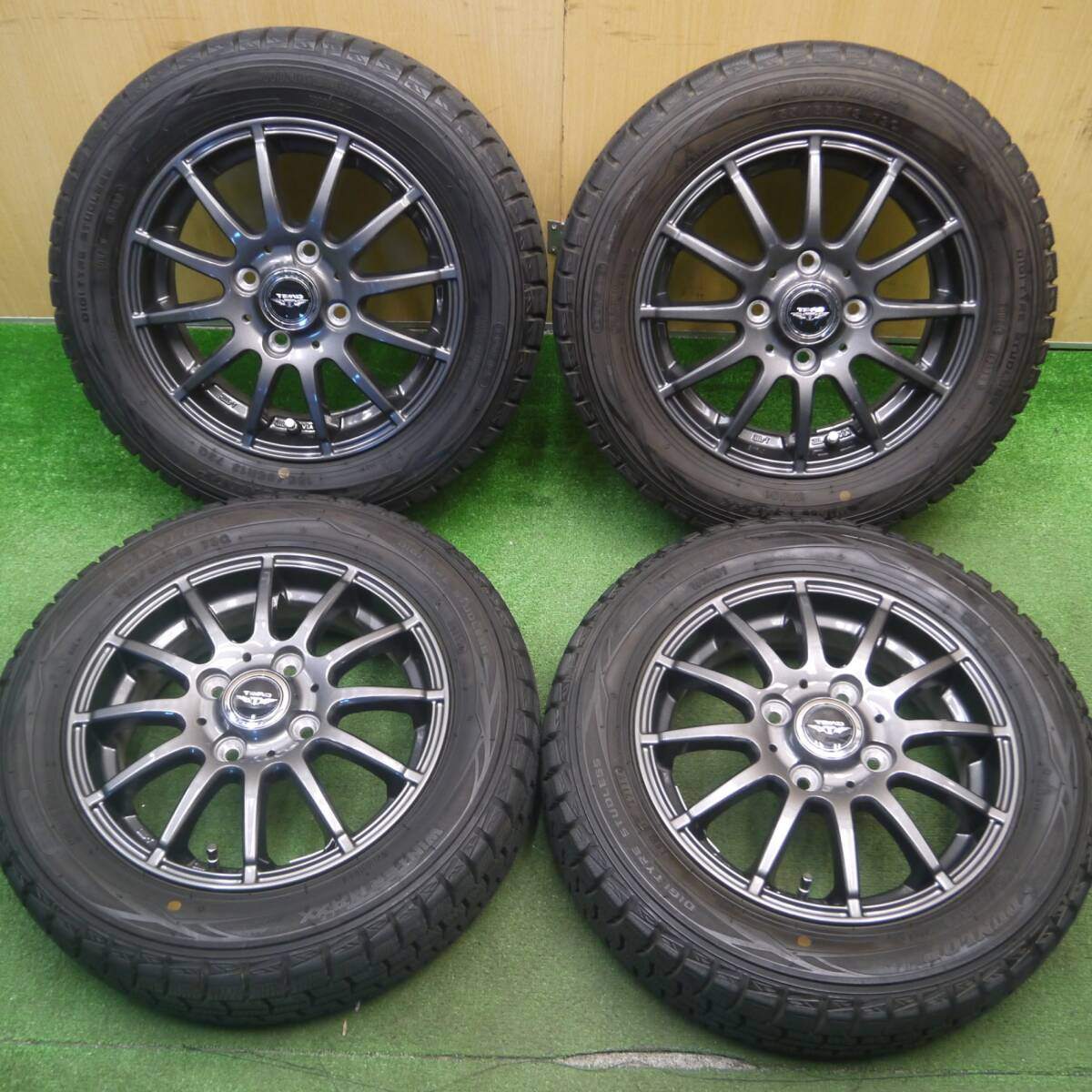 バリ溝！キレイ！9.5分以上★スタッドレス 155/65R13 ダンロップ ウインターマックス WM01 TEAD テッド 13インチ PCD100/4H★5020708Hス