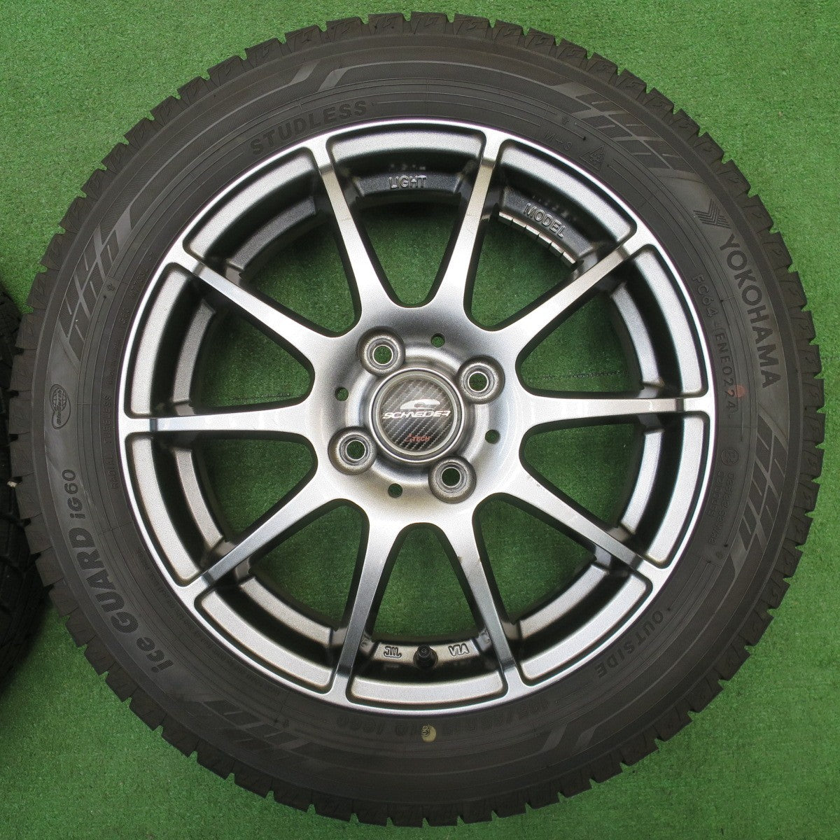 バリ溝！24年！9.5分★スタッドレス 165/65R15 ヨコハマ アイスガード iG60 SCHNEIDER シュナイダー 15インチ タフト ソリオ 等 PCD100/4H★5121814NJス