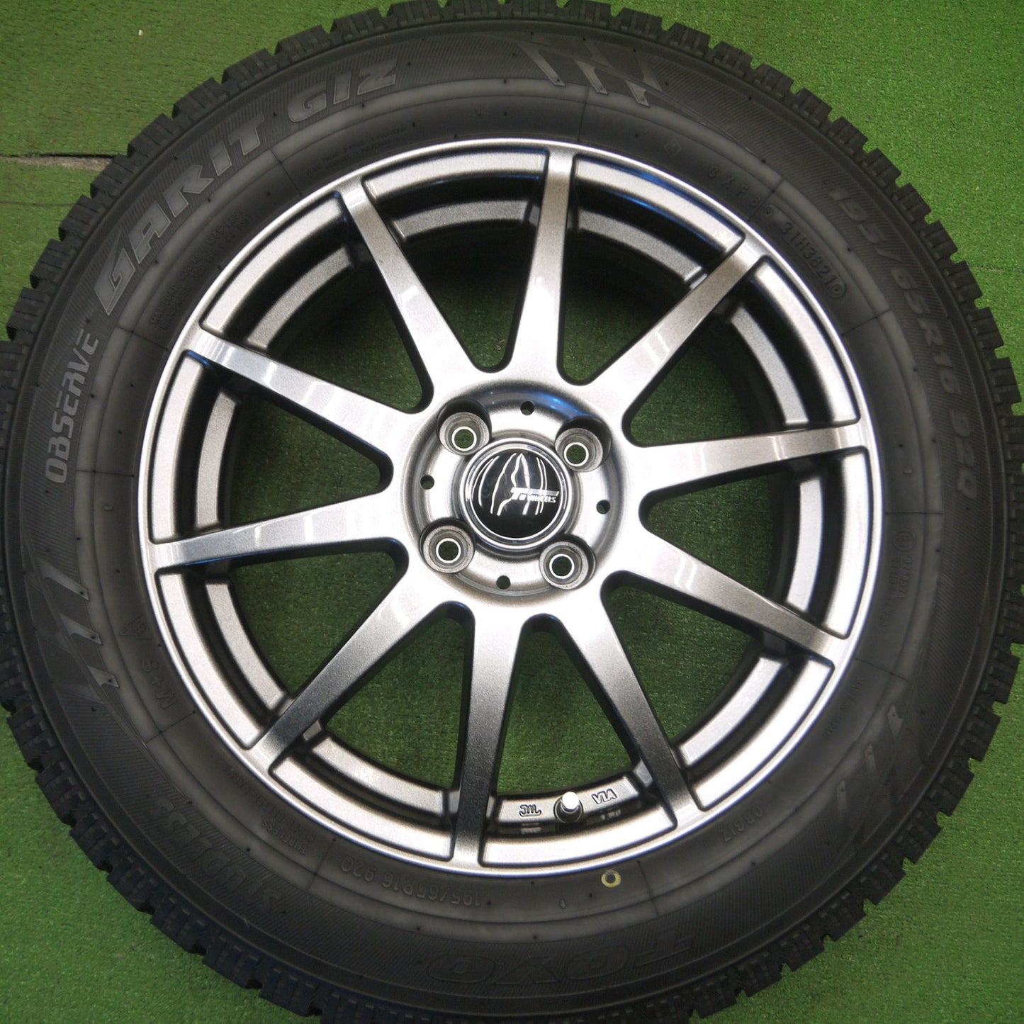[送料無料] バリ溝！21年！キレイ！9.5分★スタッドレス 195/65R16 トーヨー オブザーブ ガリット GIZ Ti WHEELS 16インチ PCD100/4H★5012106Hス