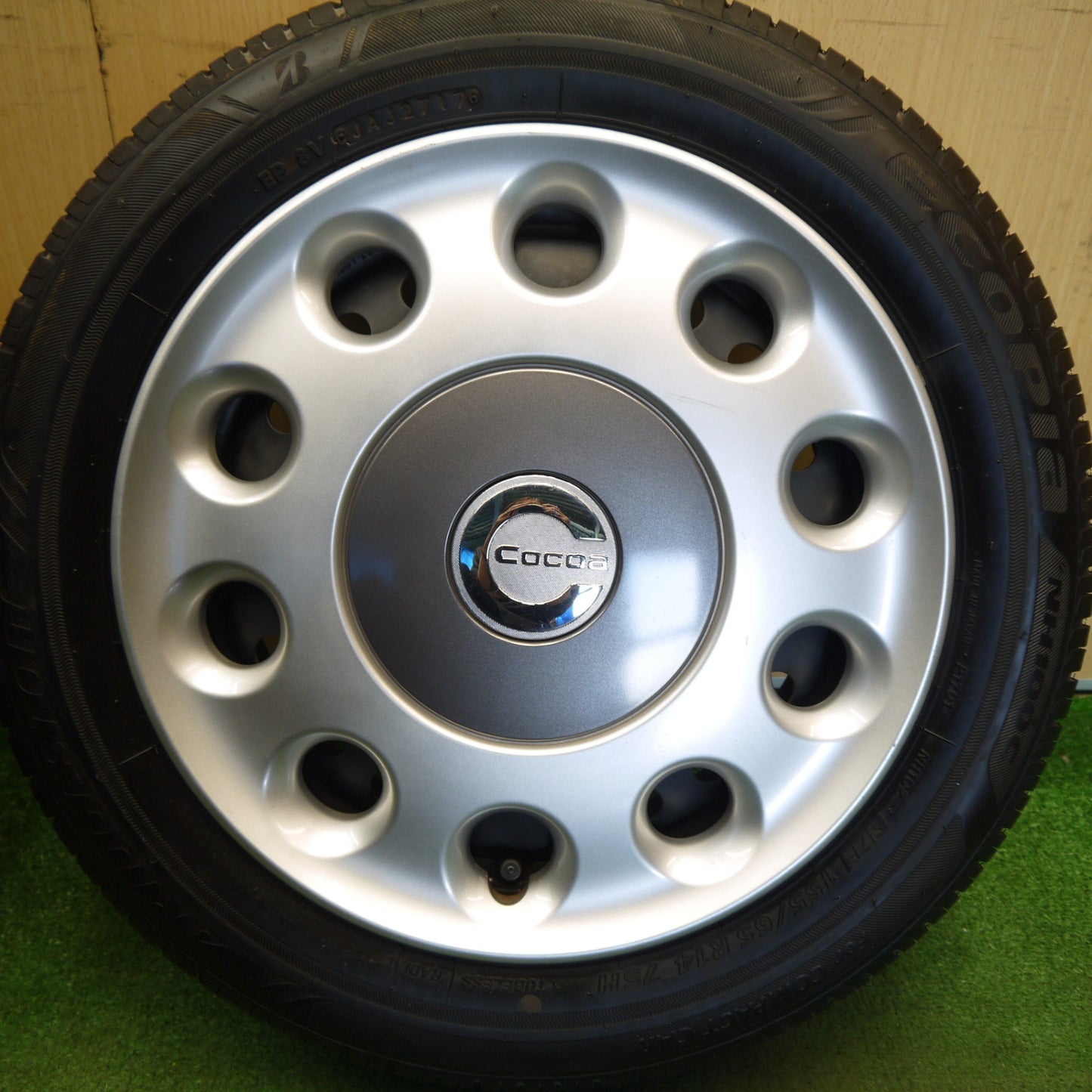 バリ溝！キレイ！9分★ダイハツ ミラ ココア 純正 スチール 155/65R14 ブリヂストン エコピア NH100C 14インチ PCD100/4H★6051108Hノ