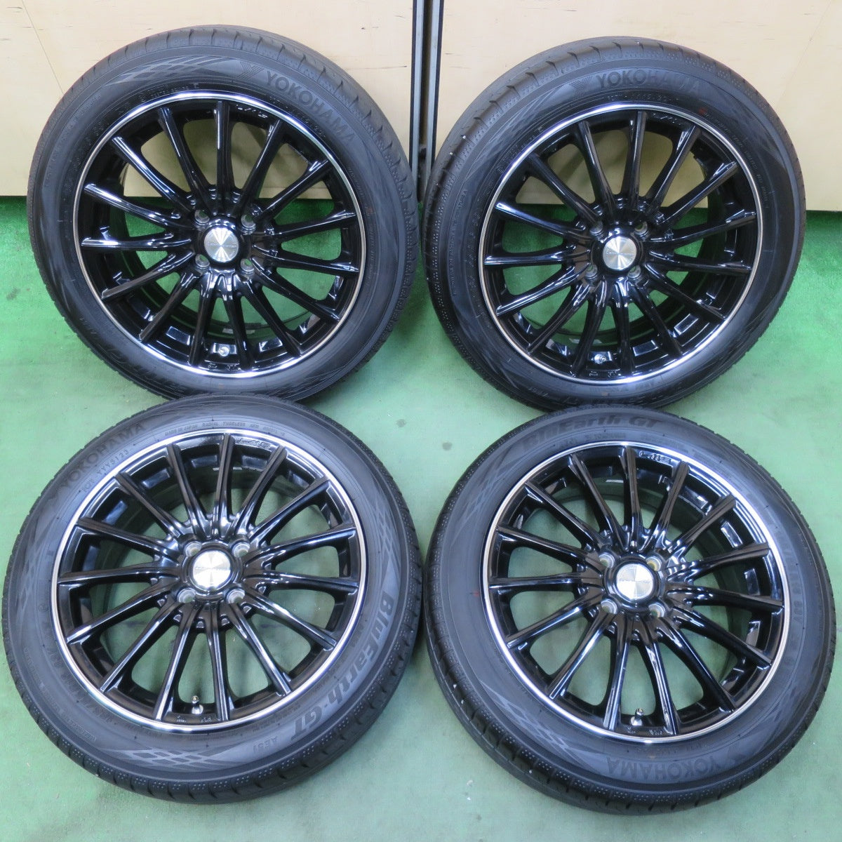 バリ溝！23年！9分★Lehrmeister LM-S FS15 185/55R16 ヨコハマ BluEarth-GT AE51 レアマイスター ブルーアース 16インチ PCD100/4H★6010914イノ