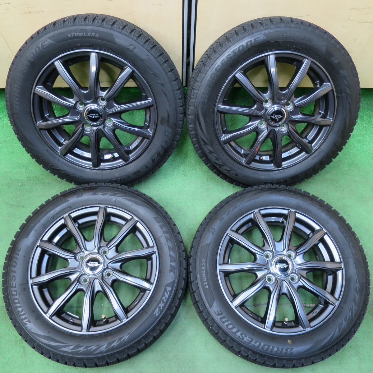 [送料無料] バリ溝！22年！キレイ！9分★スタッドレス 155/65R14 ブリヂストン ブリザック VRX2 TEAD テッド 14インチ PCD100/4H★5010606イス
