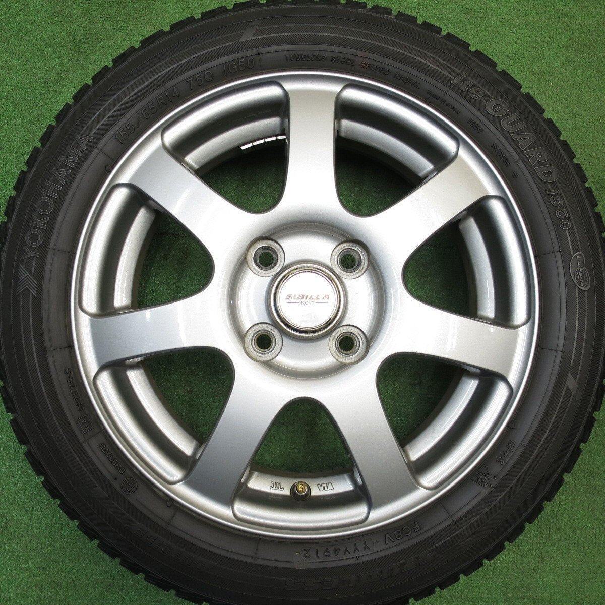 バリ溝！キレイ！8.5分★スタッドレス 155/65R14 ヨコハマ アイスガード iG50 SIBILLA EQ-7 シビラ 14インチ PCD100/4H★5031001Hス