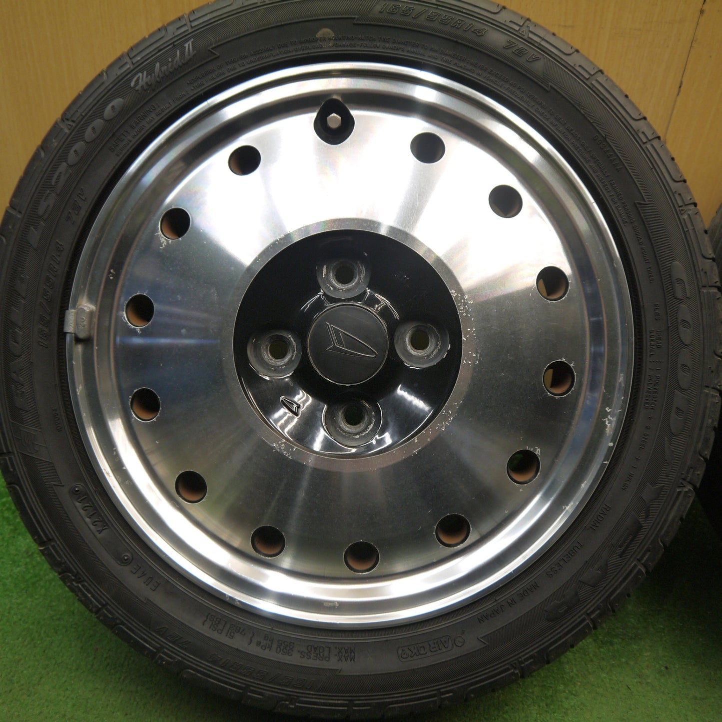 バリ溝！21年！9.5分★ダイハツ L750S ネイキッド 純正 165/55R14 グッドイヤー イーグル LS2000 hybrid2 14インチ PCD100/4H★5080103Hノ