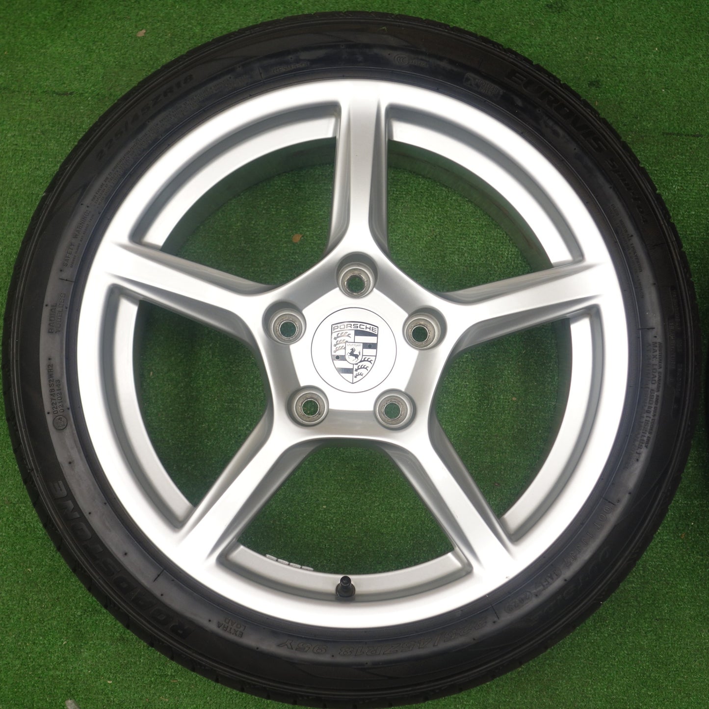バリ溝！23年！キレイ！9.5分★ポルシェ 981 ケイマン ボクスター 純正 225/45R18 245/45R18 ロードストーン EUROVIS sport04 ハイフライ HF805 18インチ PCD130/5H★6013001KTノ